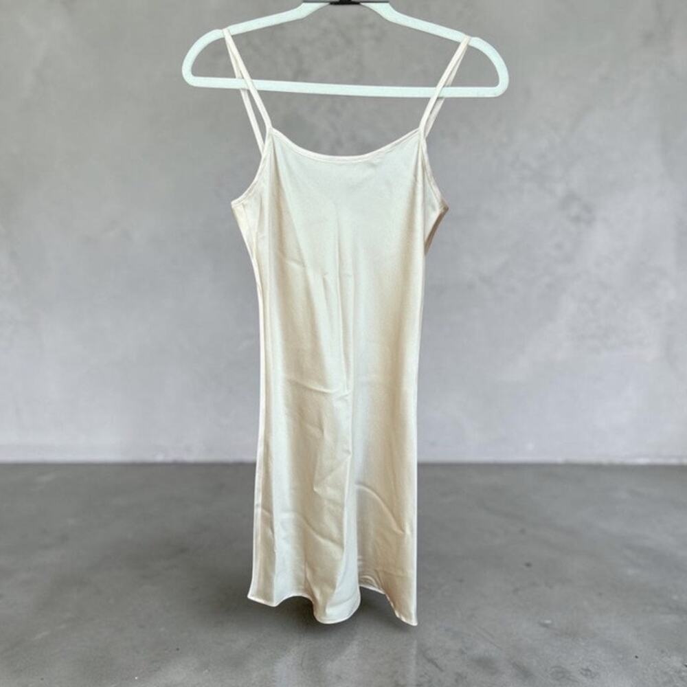 Luxury 90s Cream Silk Bias Cut Slip Dress XS
